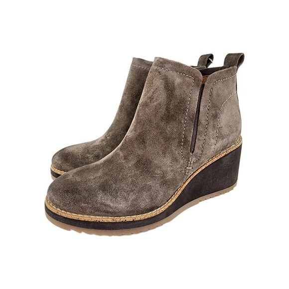 Sofft Womens EMEREE Taupe Suede Ankle Boot US 7 M Wedge Ankle Boots Shoes - Picture 1 of 10